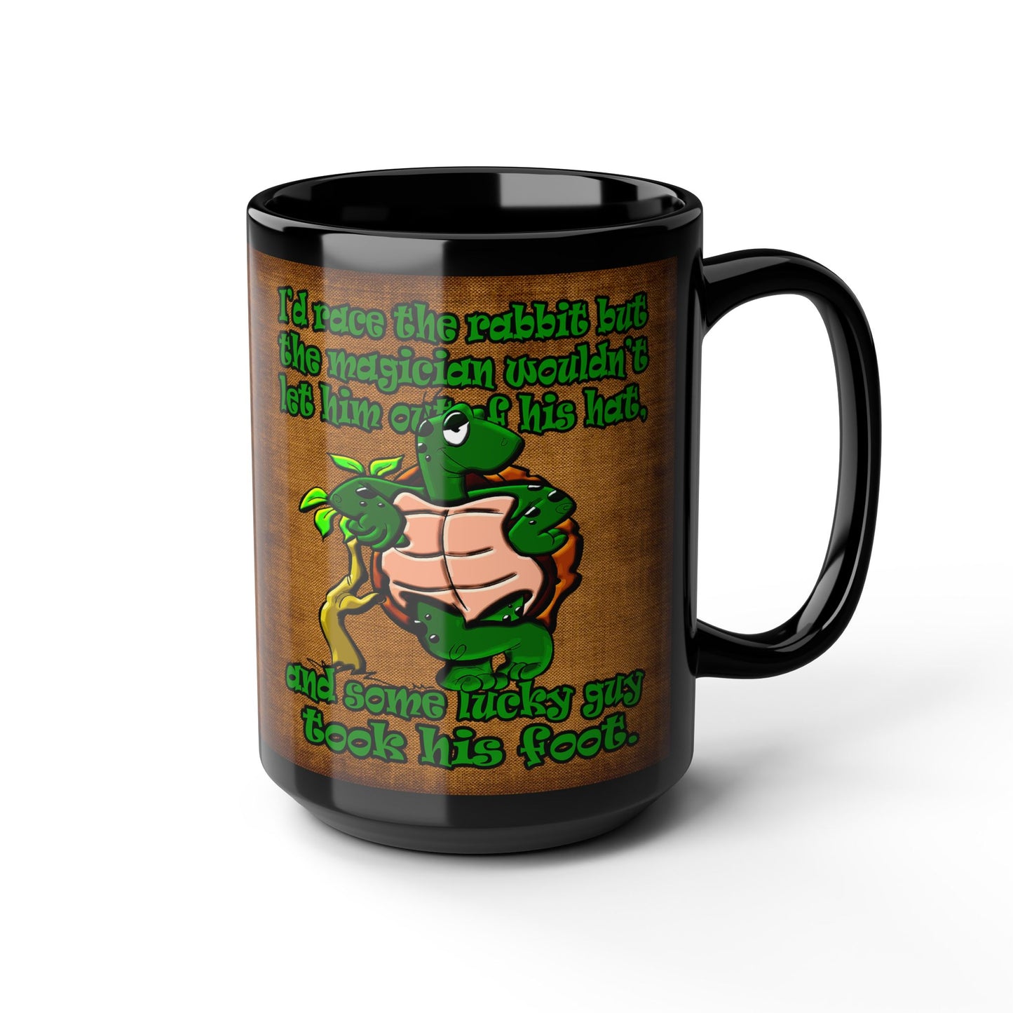 turtle race - Black Mug (brown papyrus)