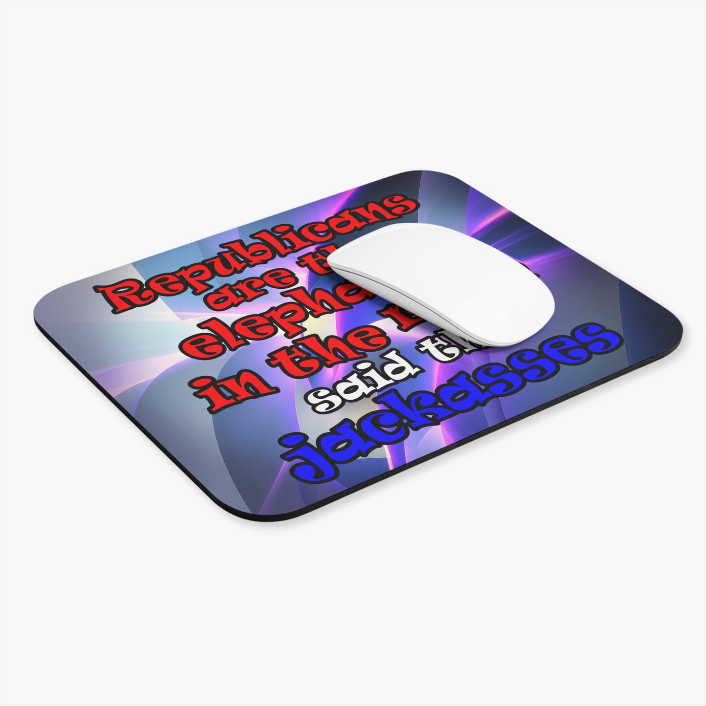 donkeys and elephants - Mouse Pad (Rectangle) (grey-pink wave)