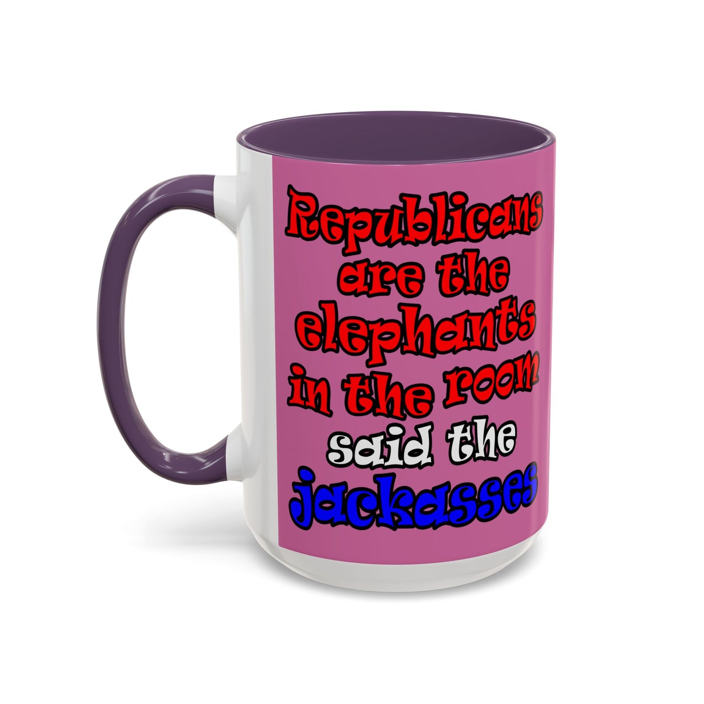 donkeys and elephants - Accent Mug (light pink)