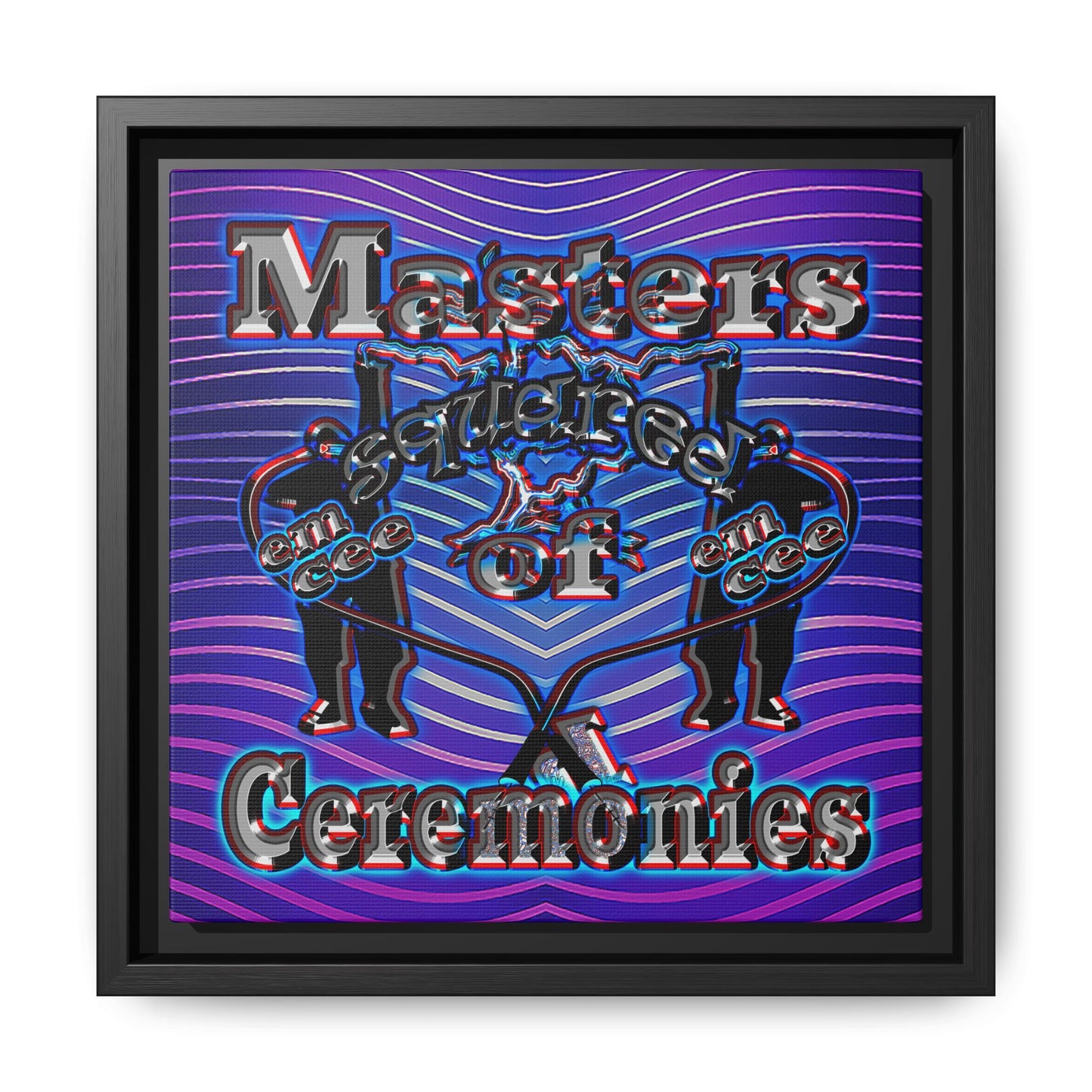 em cee squared - framed canvas art (purple wave)