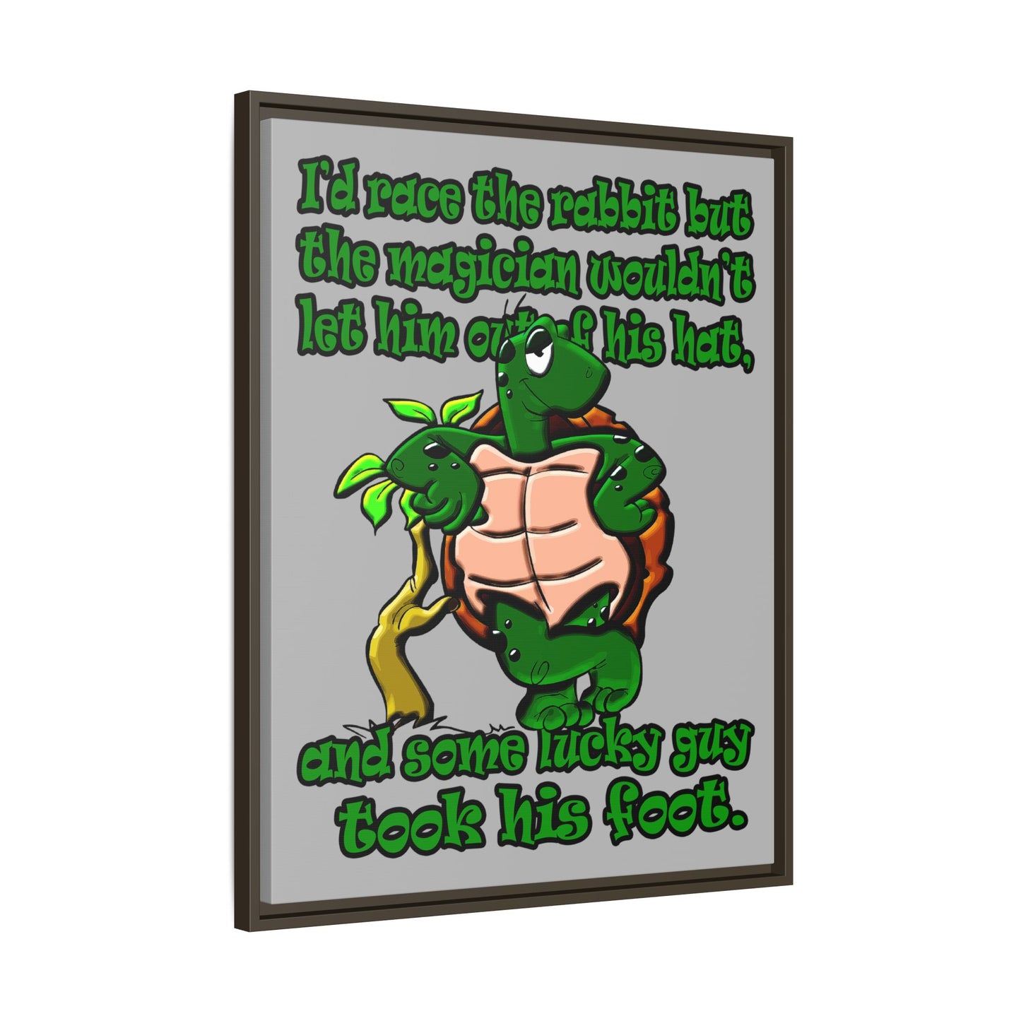 turtle race - framed canvas art (light grey)