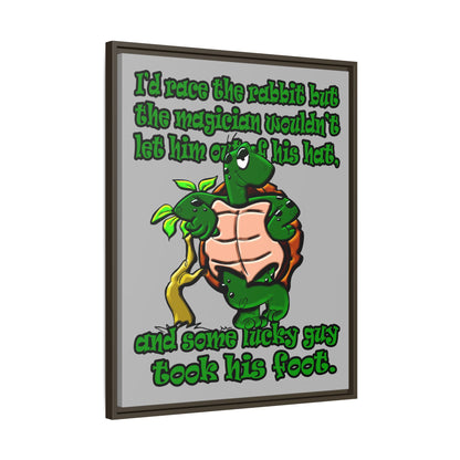 turtle race - framed canvas art (light grey)