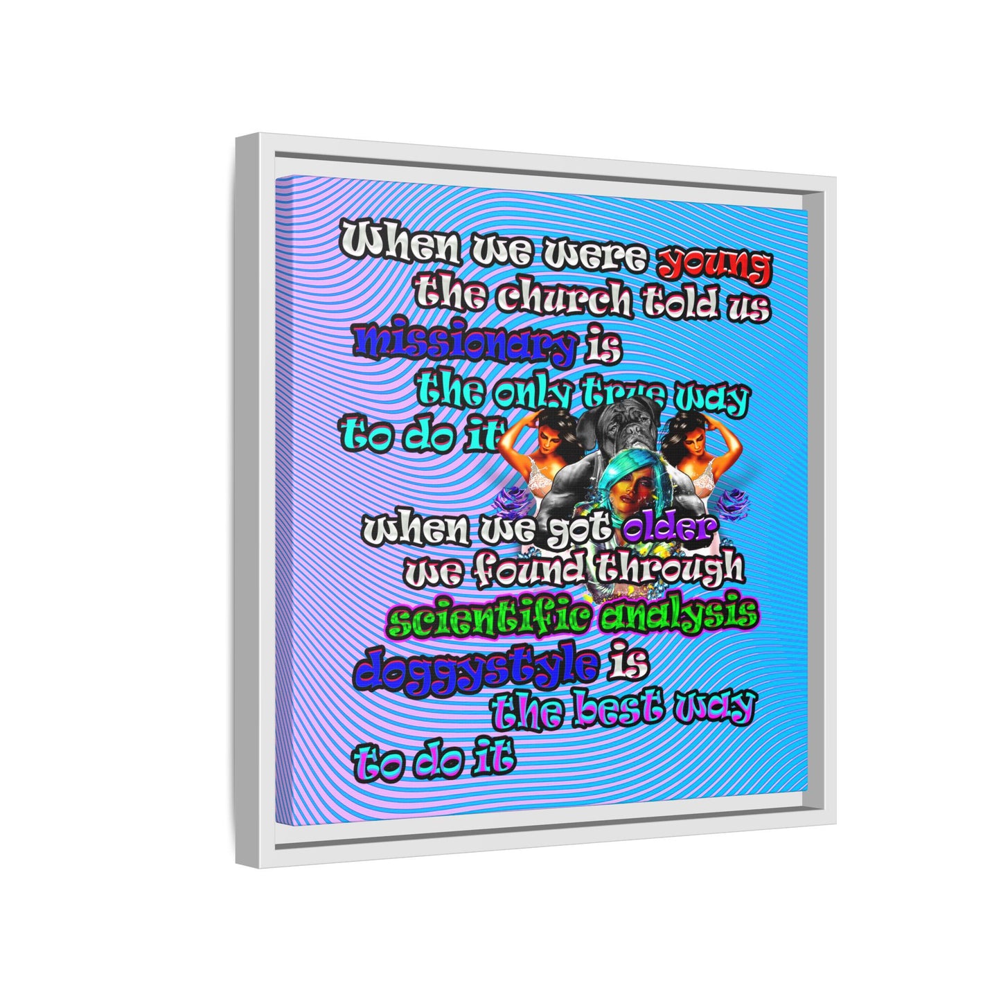 doggystyle - framed canvas art (light blue-purple wave)