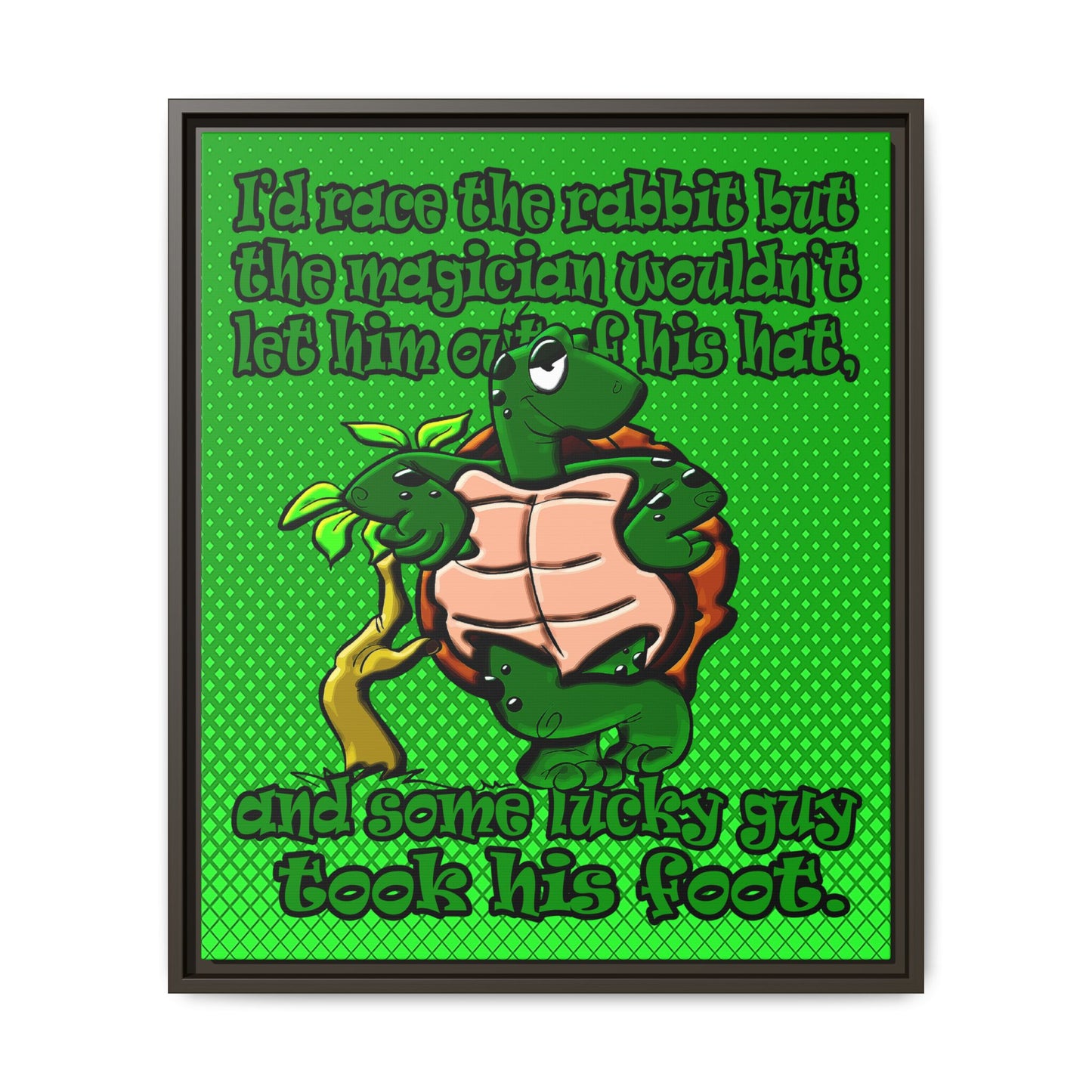turtle race - framed canvas art (logo green)