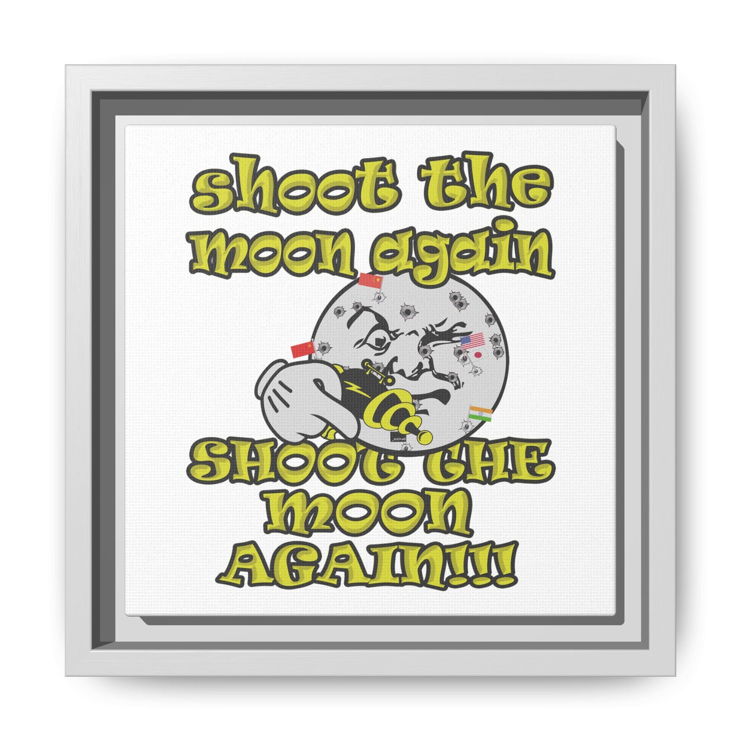 shoot the moon again - framed canvas art (white)