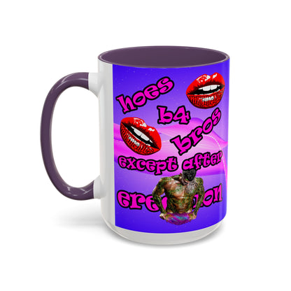 hoes b4 bros - Accent Mug (purple-pink wave)