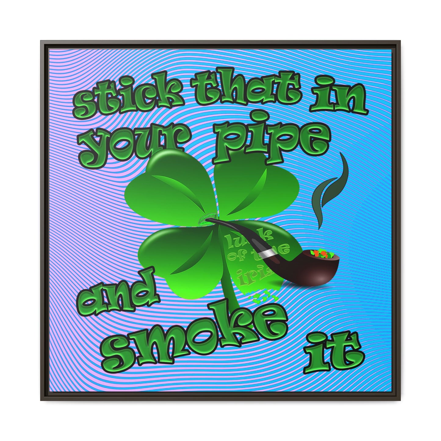 stick that in your pipe and smoke it - framed canvas art (light blue-purple wave)