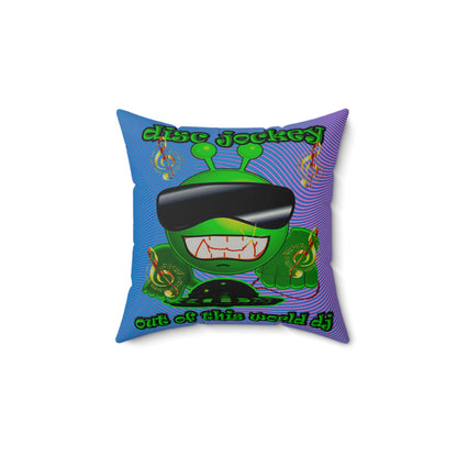 disc jockey - Faux Suede Square Pillow - (light blue-purple wave)