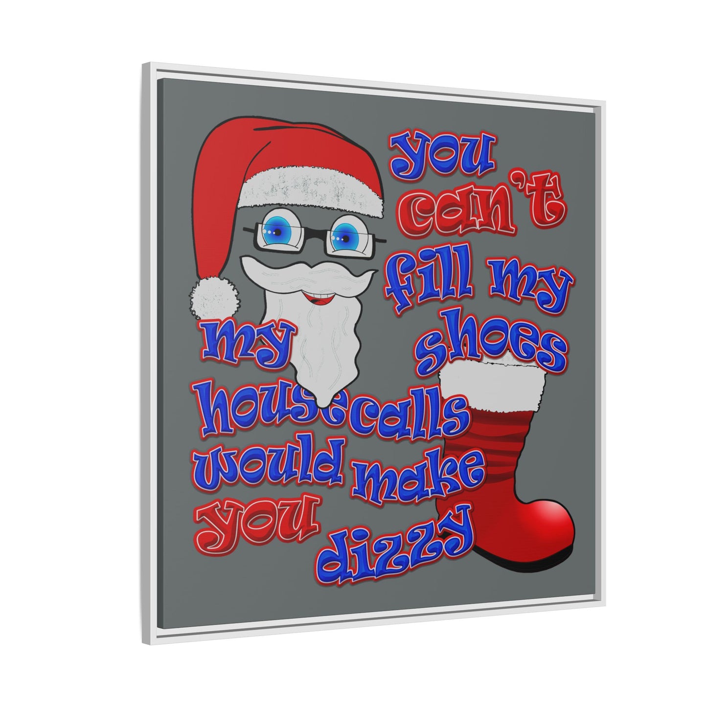 santa's shoes - framed canvas art (dark grey)