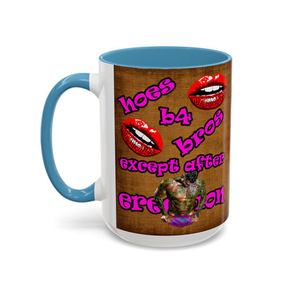 hoes b4 bros - Accent Mug (brown papyrus)