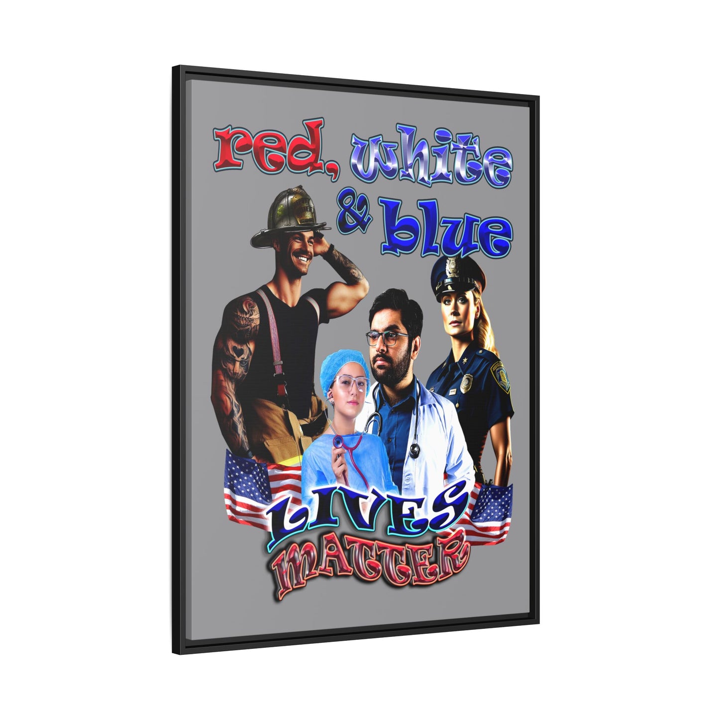 rw&b lives matter - framed canvas art (grey)