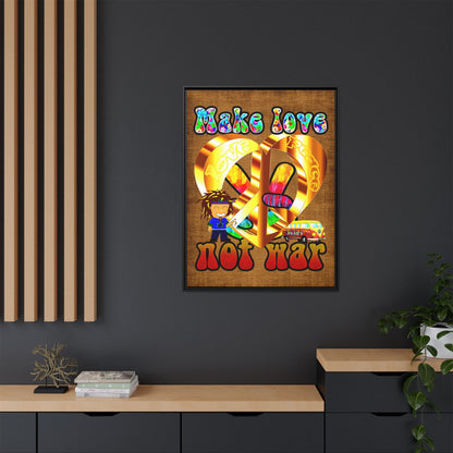 love peace - framed canvas art (brown papyrus)