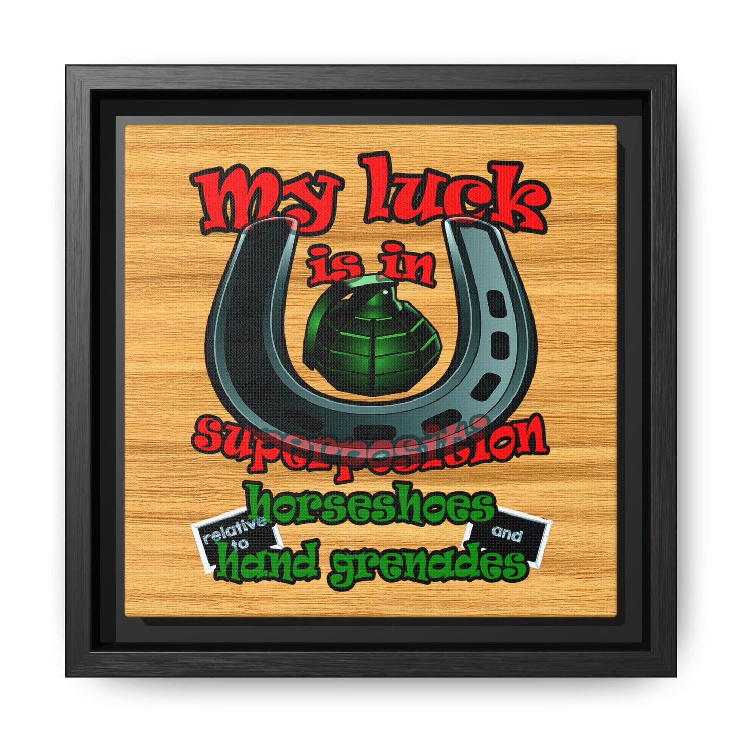 my luck - framed canvas art (butterscotch wood finish)