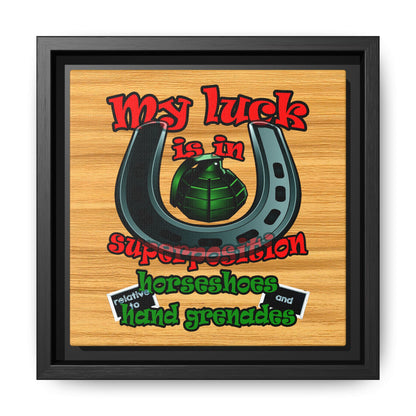 my luck - framed canvas art (butterscotch wood finish)