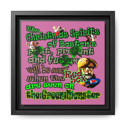 christmas spirits of boston - framed canvas art (light pink)