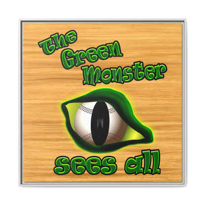 green monster - framed canvas art (butterscotch wood finish)