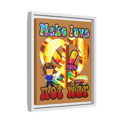 love peace - framed canvas art (light brown)