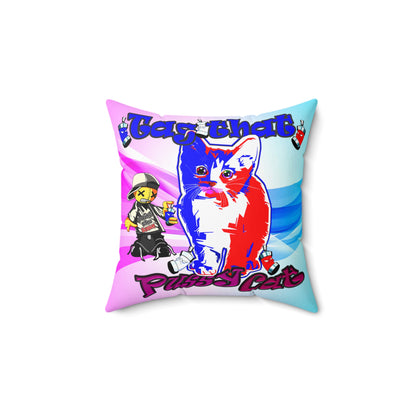 tag that - Spun Polyester Square Pillow - (light blue-pink wave)