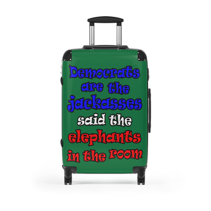 donkeys and elephants - Suitcase (dark green)