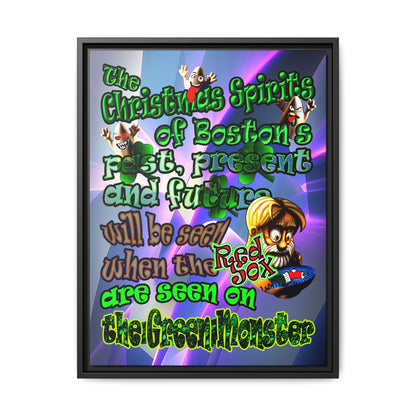 christmas spirits of boston - framed canvas art (grey-pink wave)
