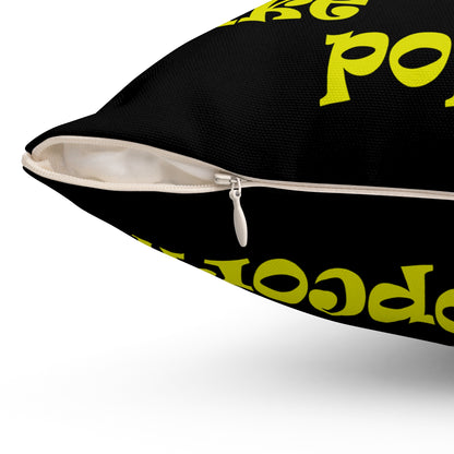 popping like popcorn - Spun Polyester Square Pillow - (black)