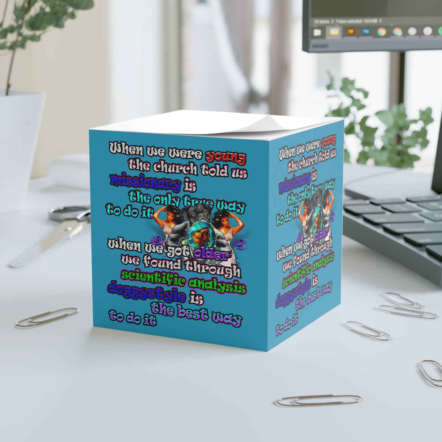 doggystyle - note cube (turquoise)