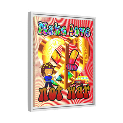 love peace - framed canvas art (yellow-orange wave)