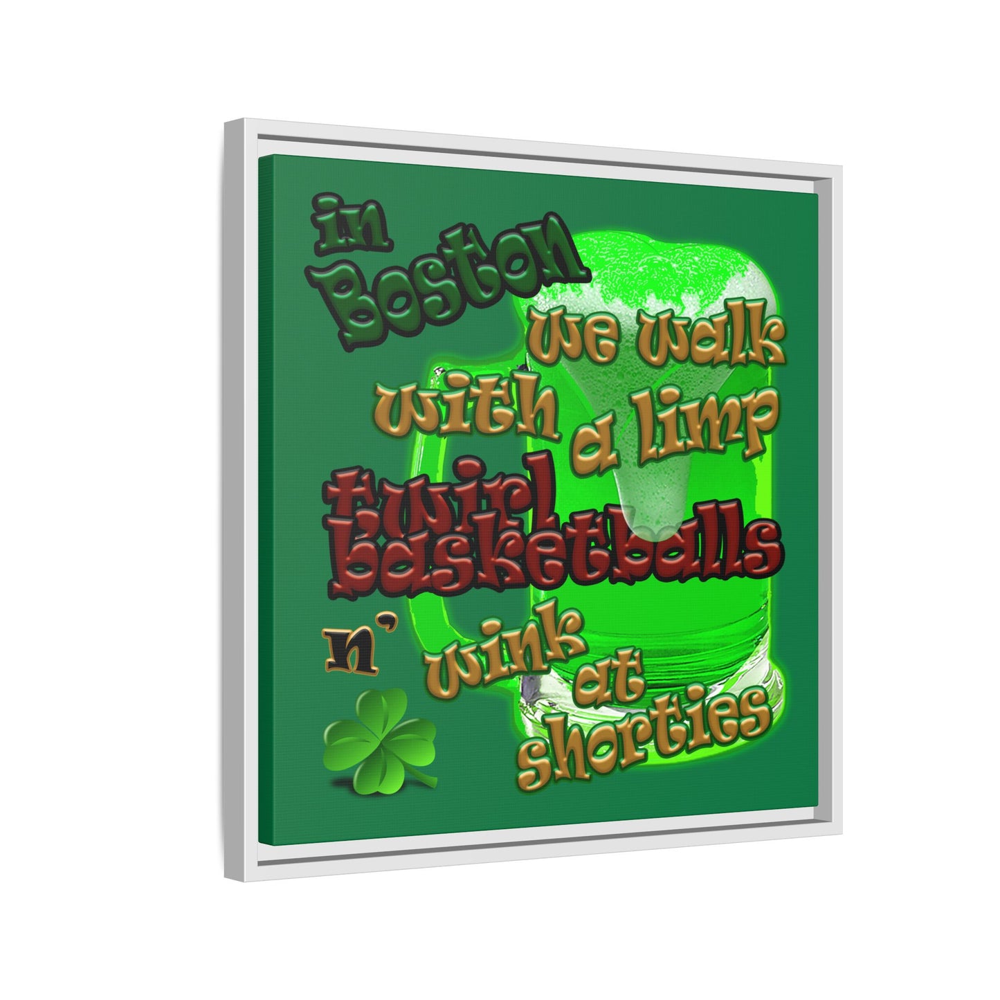 celtics logo - framed canvas art (dark green)