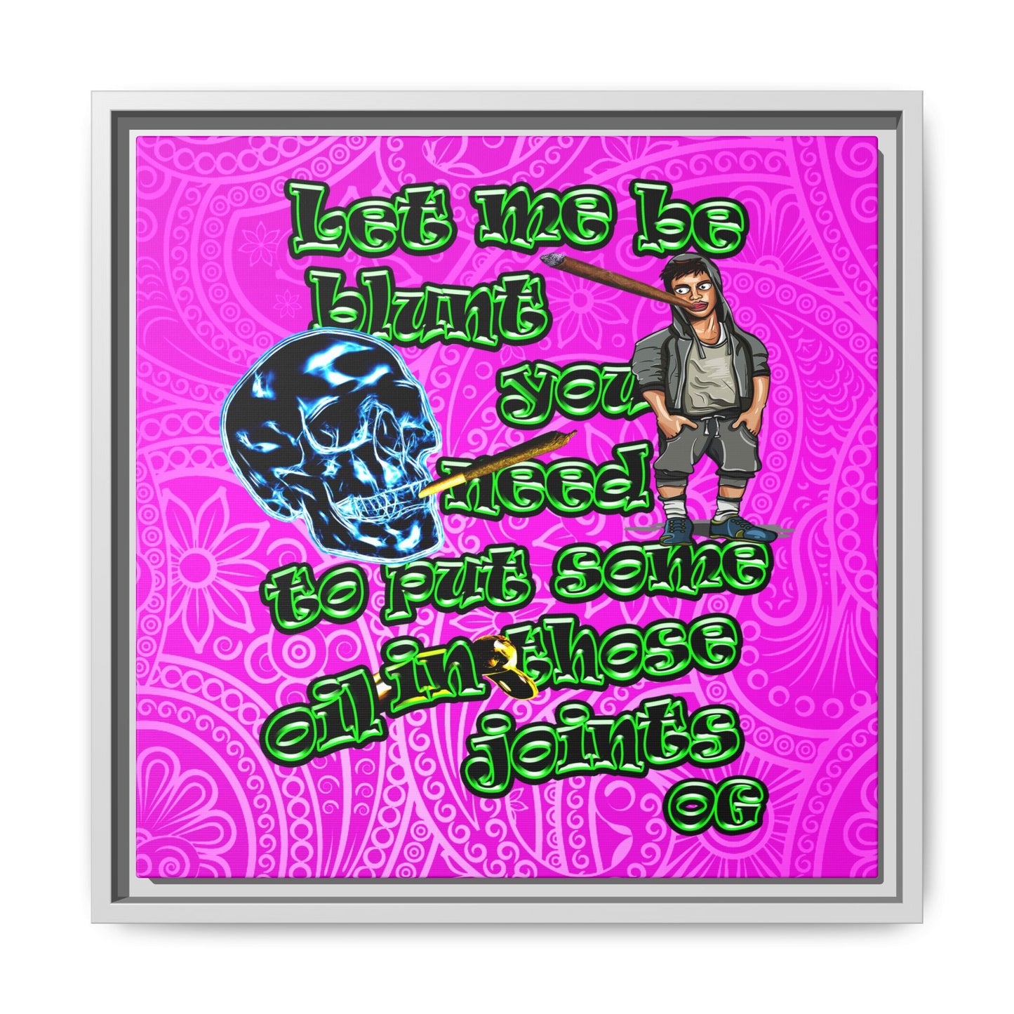 og - framed canvas art (pink swirl)