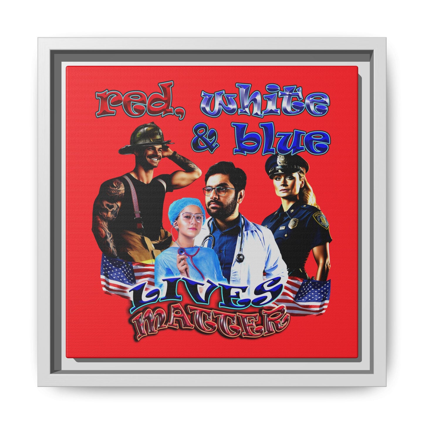 rw&b lives matter - framed canvas art (red)