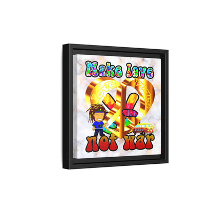 love peace - framed canvas art (white marble)