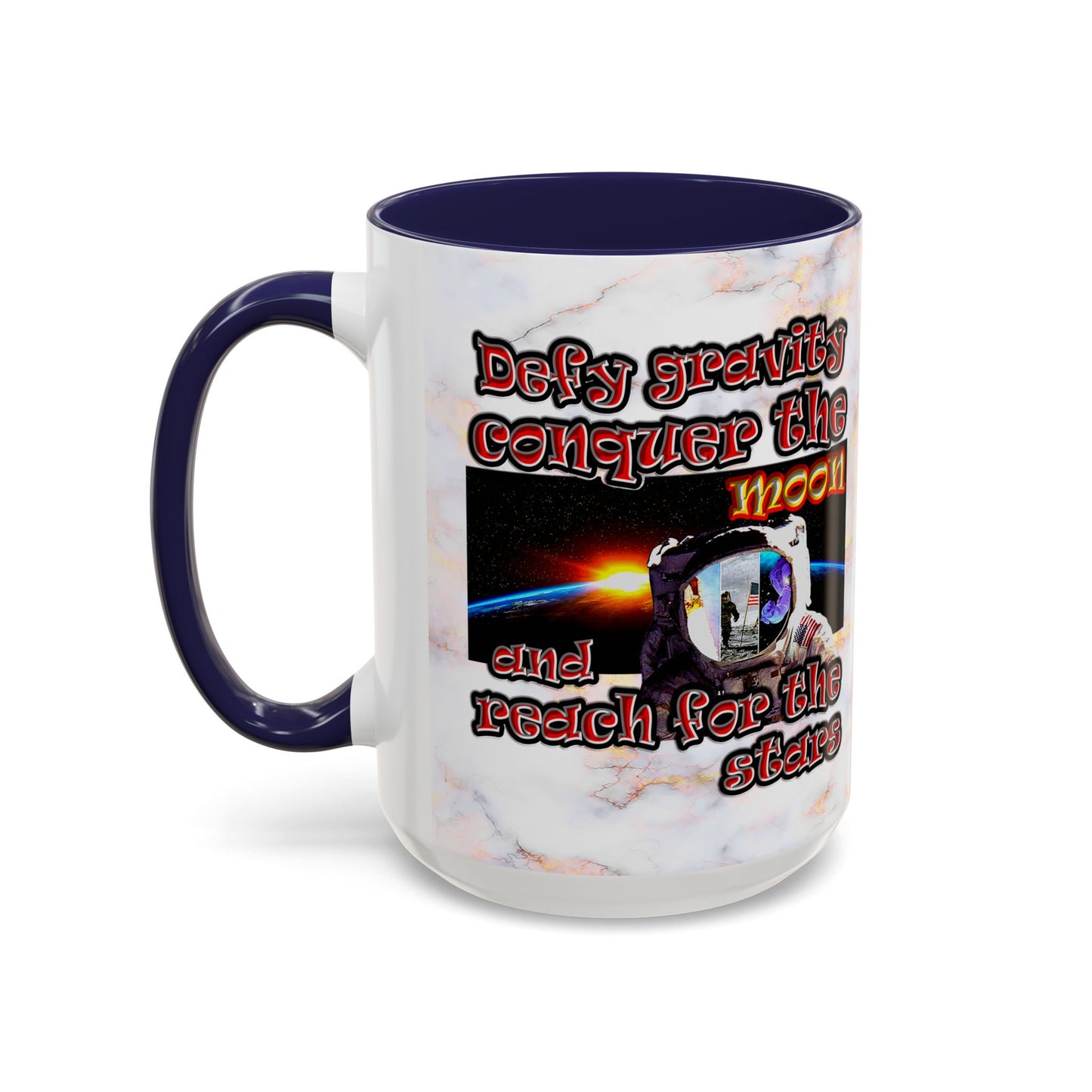 defy conquer reach - Accent Mug (white marble)