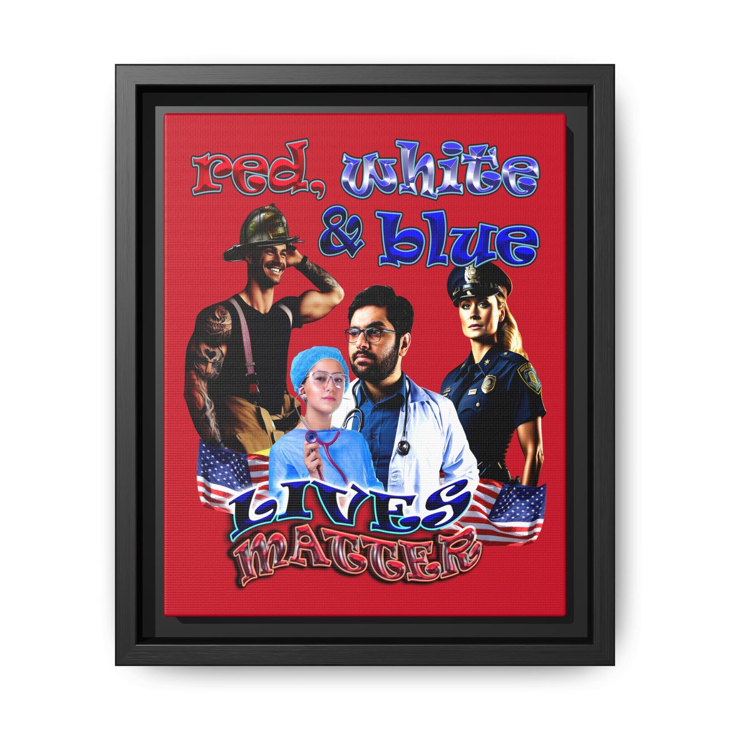 rw&b lives matter - framed canvas art (dark red)