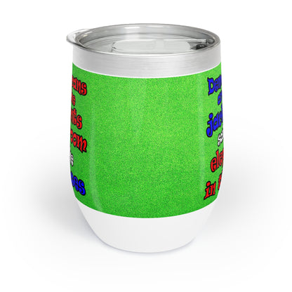 donkeys and elephants - Chill Wine Tumbler (green turf)