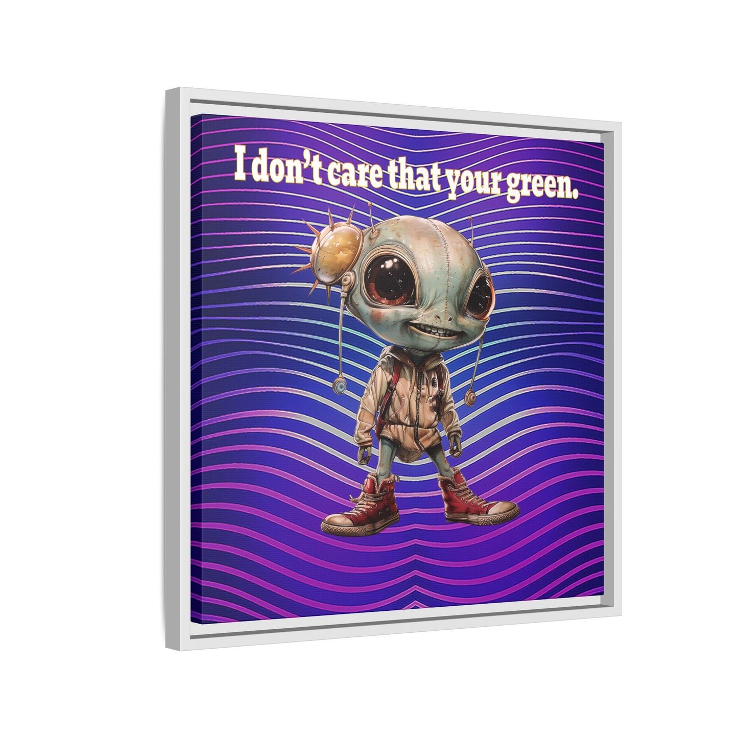 I don't care that your green - framed canvas art (purple wave)
