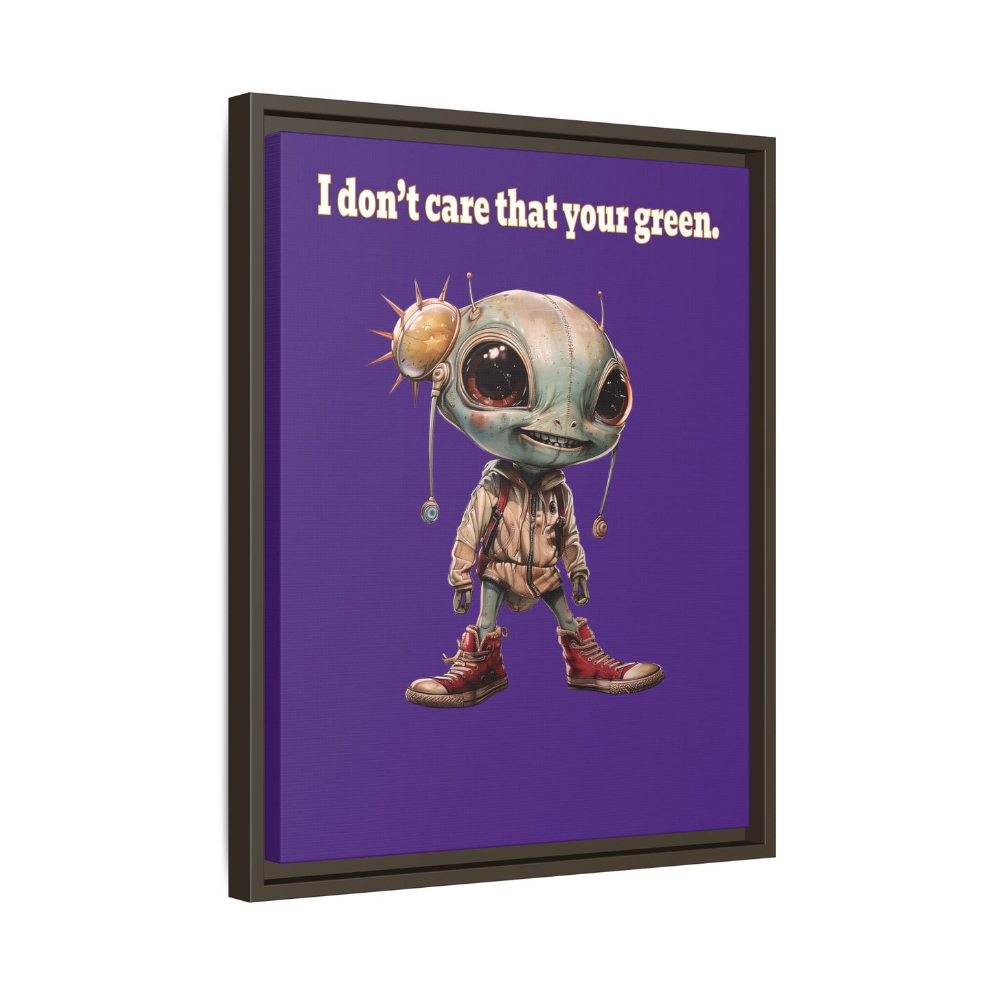 I don't care that your green - framed canvas art (purple)