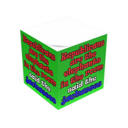 donkeys and elephants - note cube (logo green)