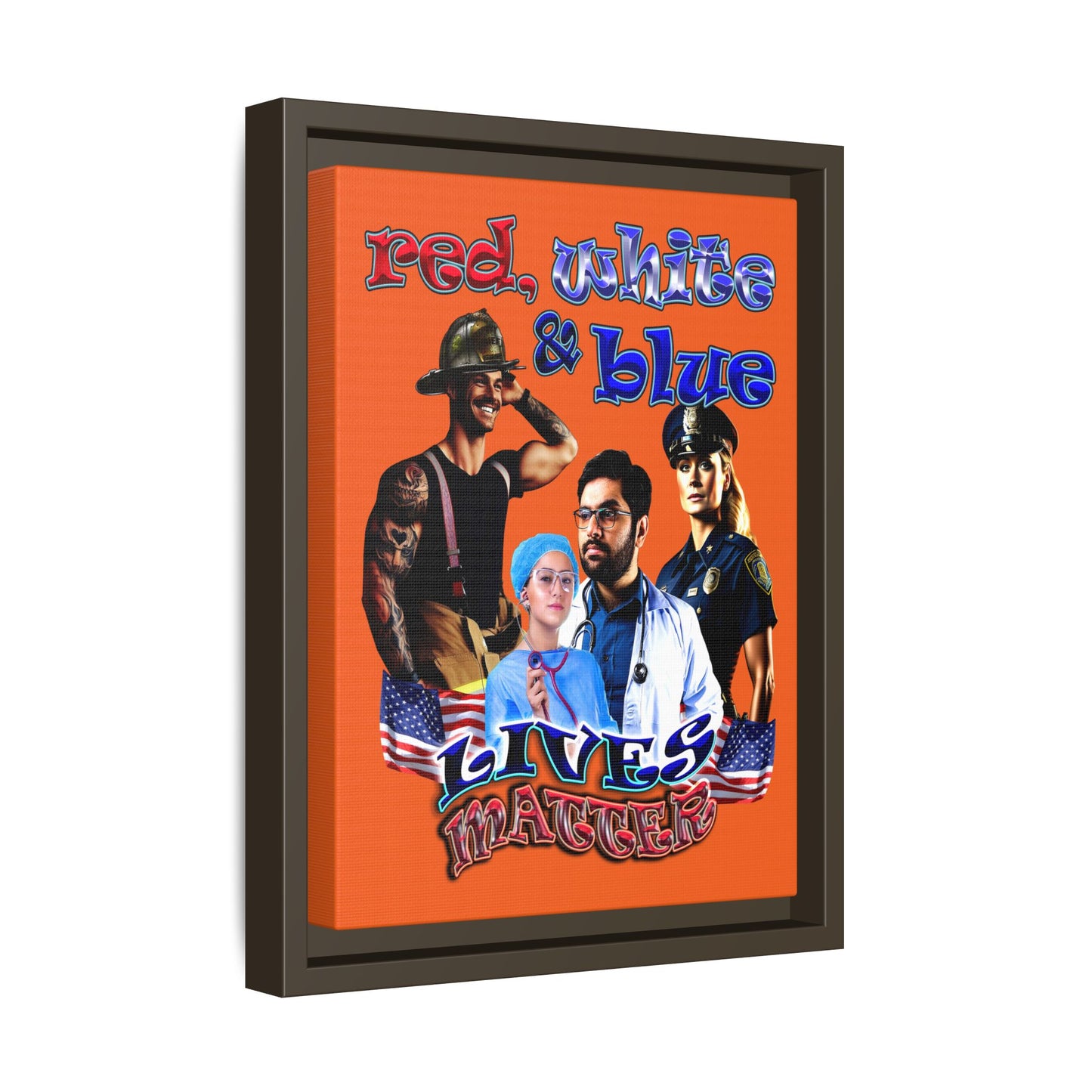 rw&b lives matter - framed canvas art (orange)