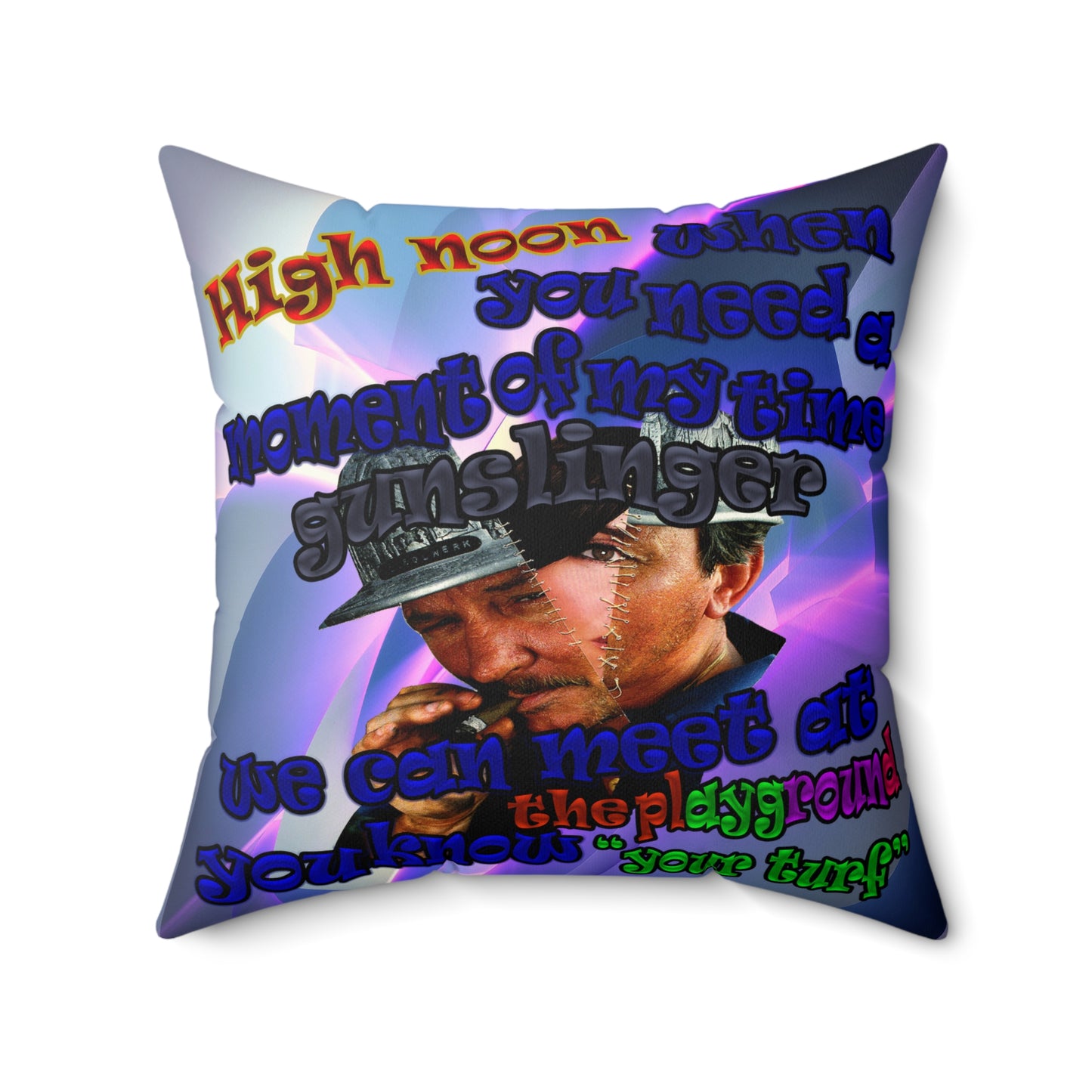 high noon - Faux Suede Square Pillow - (grey-pink wave)
