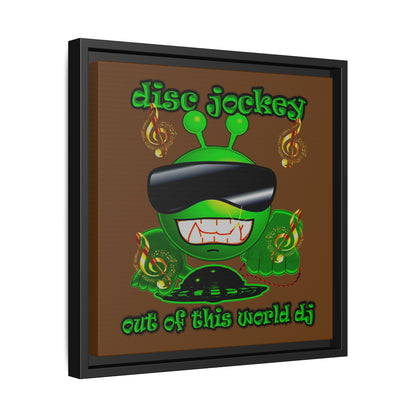 disc jockey - framed canvas art (brown)