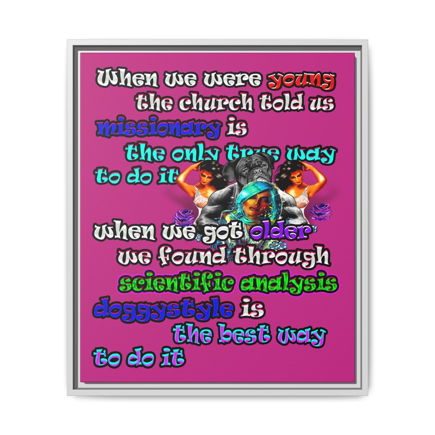 doggystyle - framed canvas art (pink)