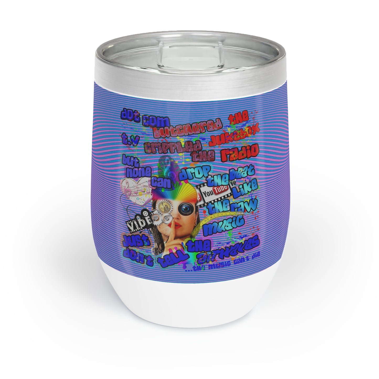 drop the beat - Chill Wine Tumbler  (light blue-purple wave)