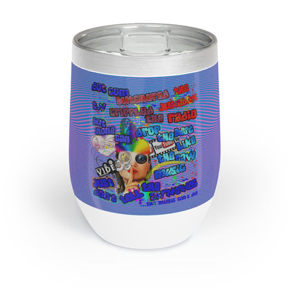 drop the beat - Chill Wine Tumbler  (light blue-purple wave)