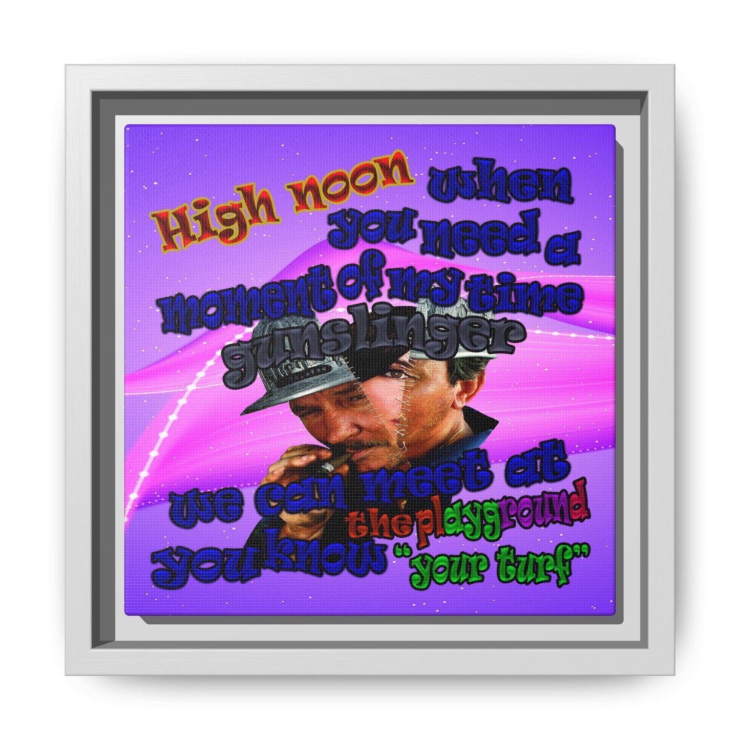 high noon - framed canvas art (purple-pink wave)