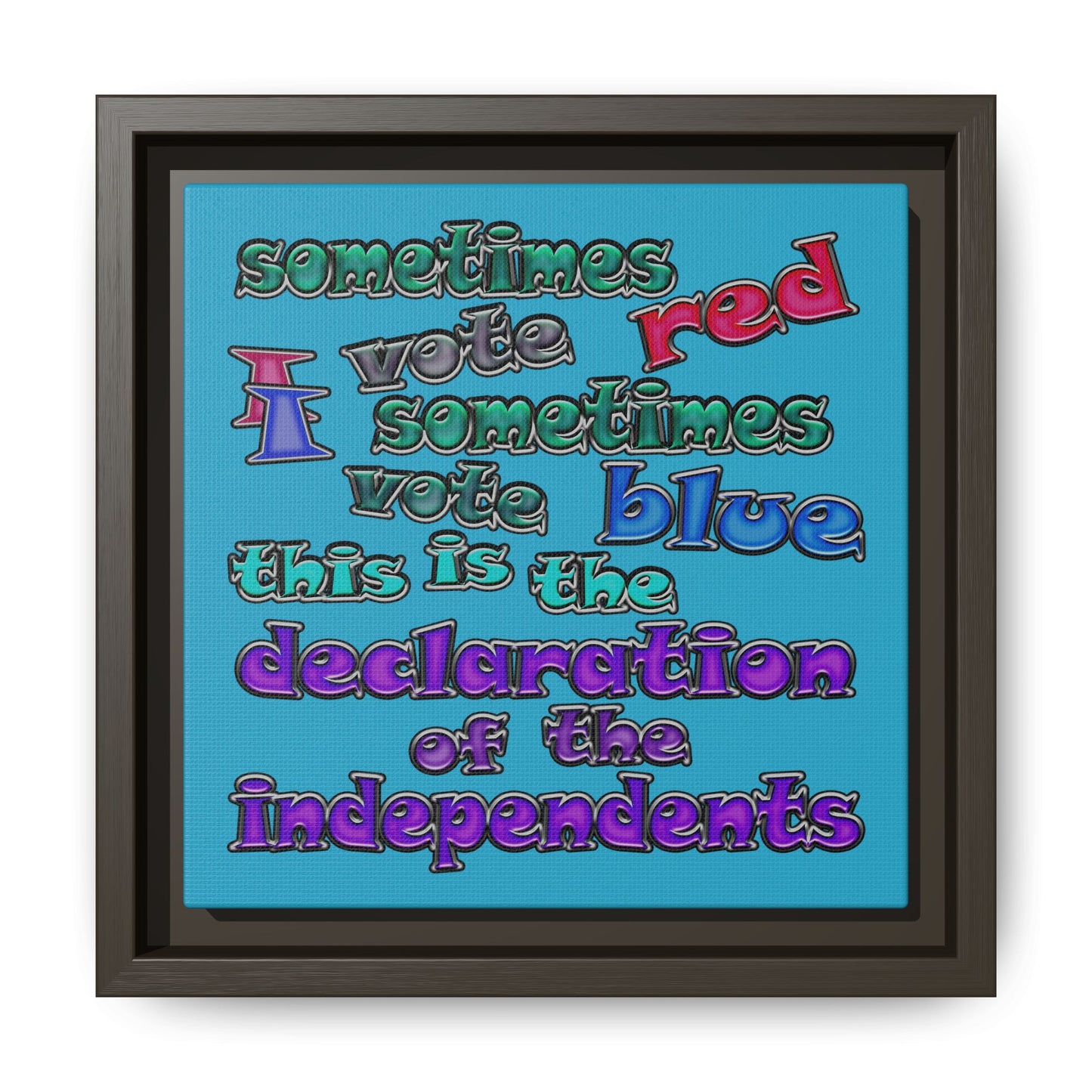 declaration of the independents - framed canvas art (turquoise)