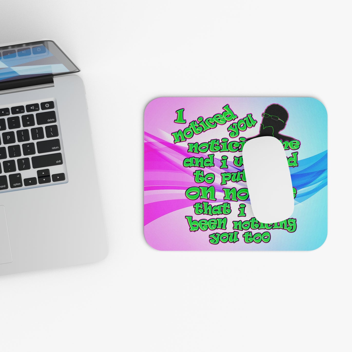 noticed you noticing - Mouse Pad (Rectangle) (light blue-pink wave)