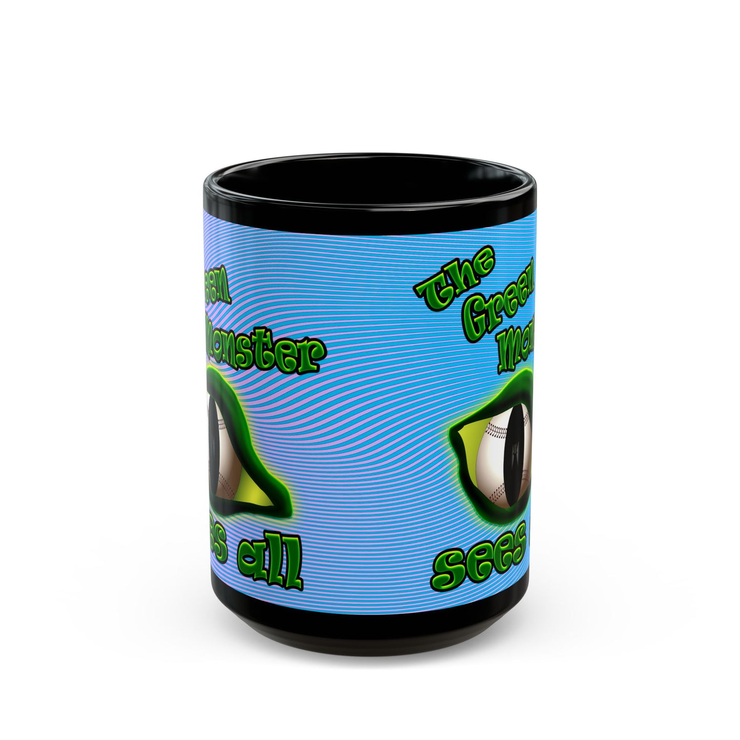 green monster - Black Mug (light blue-purple wave)