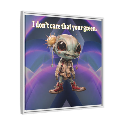 I don't care that your green - framed canvas art (grey-pink wave)