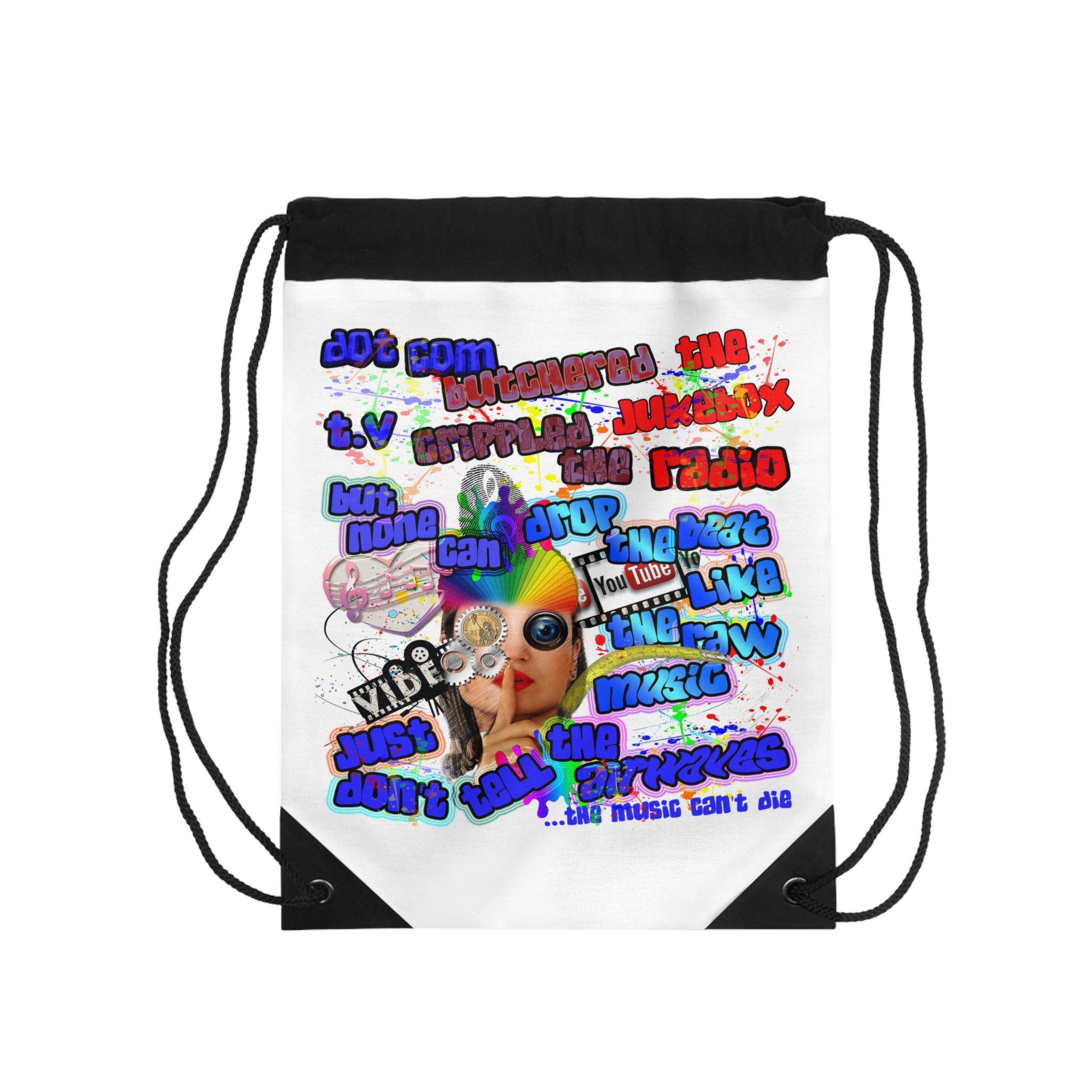 drop the beat - Drawstring Bag (white)