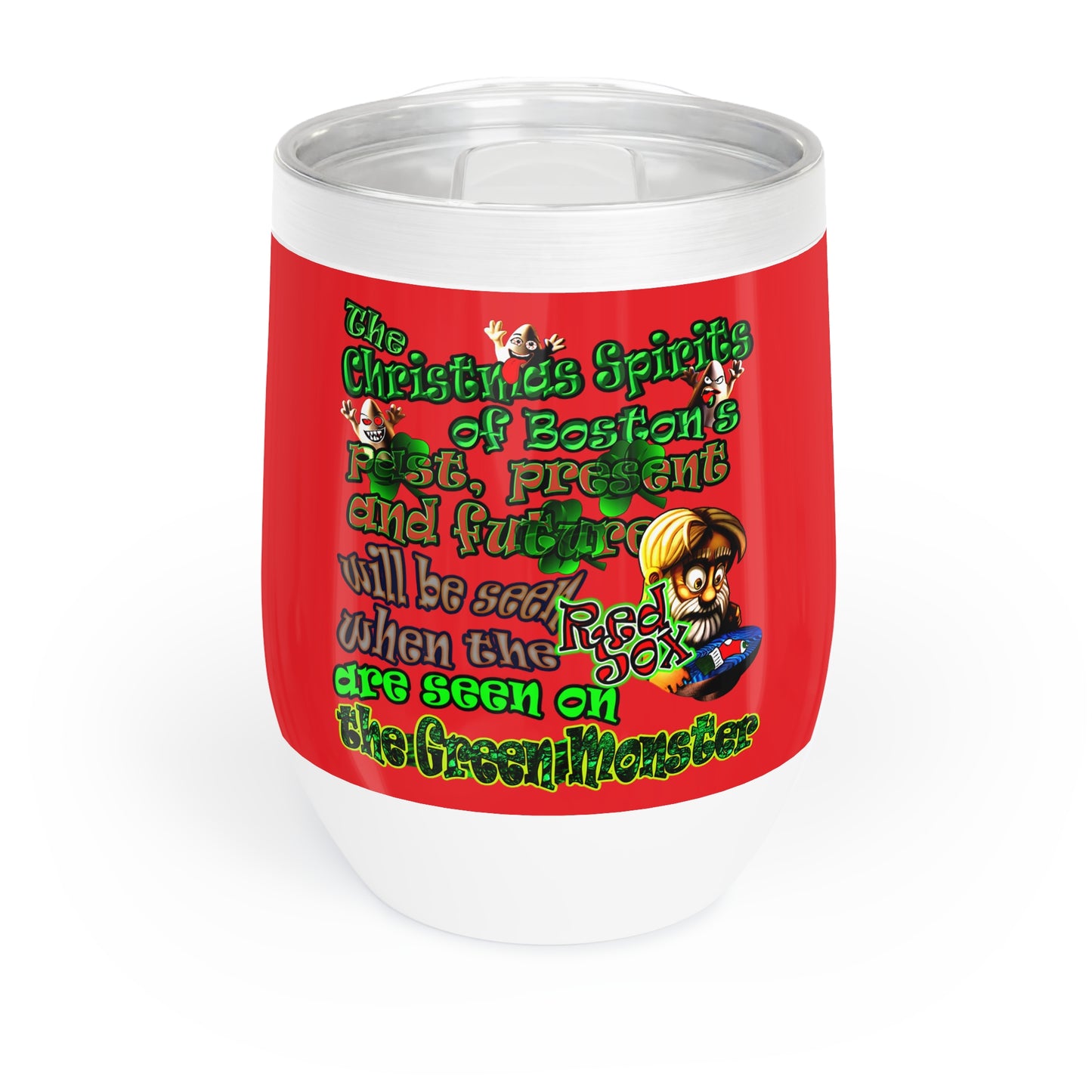 christmas spirits of boston - Chill Wine Tumbler (red)
